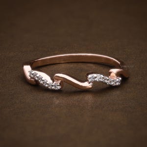 Diamond ZigZag Ring Wave Stacking Rings For Women Round Cut Lab Grown Diamond Wavy Wedding Band Minimal Wave Handmade Ring Anniversary Gift