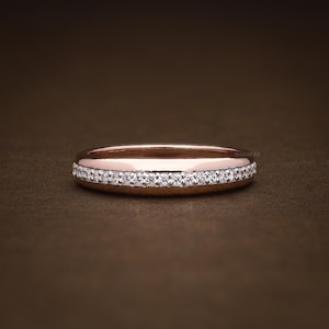 Lab Diamond Dome Statement Ring Bubble Pave Stacking Ring 18k White Gold Signet Ring Solid Gold Dome Rings For Women Minimalist Wedding Band