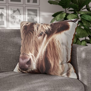 Funda de almohada de vaca de las Tierras Altas, funda de almohada, decoración de granja, funda de cojín acogedora, decoración del hogar, decoración del oeste, decoración de cabañas, decoración de casas del lago