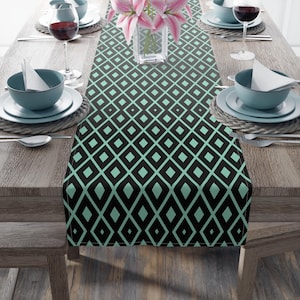 Geometric Cotton Table Runner: Modern Boho Dining Decor
