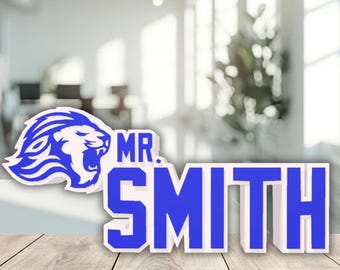 Personalized Detroit Football Desk Name Plate, Desktop Nameplate, Teacher Name Stand, Teacher Desk Decor, Gift for Teacher, Boss Coworkers