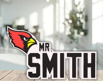 Personalized Arizona Football Desk Name Plate, Cardinals Plaque, Teacher Gift, Unique Office Decoration, Teacher Desk Decor, Office Decor
