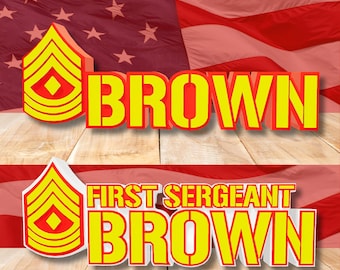 Personalized USMC First Sergeant Rank Plaque, 1Sgt Desk Name Plate, Marines Gift, Sgt Promotion Gift, USMC Promotion Gift, Marines Gift