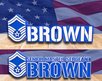 Personalized Senior Master Sergeant Rank Plaque, SMSgt Desk Name Plate, USAF Promotion Gift, USAF Name Plate, Air Force Retirement