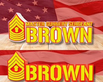 Personalized USMC Master Gunnery Sergeant Rank Plaque, Military Retirement Gift, MGySgt Desk Name Plate, Gunnery Sergeant Veteran Gift