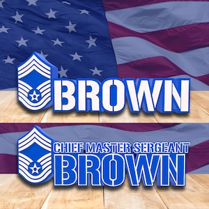 USAF Chief Master Sergeant Rank Plaque, Personalized Chief Master Sergeant Desk Name Plate, CMSgt Gift, Promotion Gift Chief Master Sergeant