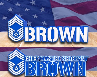 Personalized CMSgt Desk Name Plate, Chief Master Sergeant Rank Plaque, Air Force Retirement Gift, CMSgt Name Plate, USAF Name Plaque