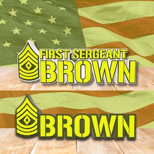 ARMY First Sergeant Rank Plaque, Personalized First Sergeant Desk Name Plate, 1SG Gift, First Sergeant Gift, First Sergeant Promotion Gift