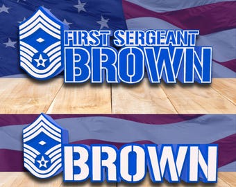 Personalized USAF First Sergeant E-9 Desk Name Plate, Military Retirement Gift, Promotion Gift, First Sgt Name Plate, USAF Graduation Gift