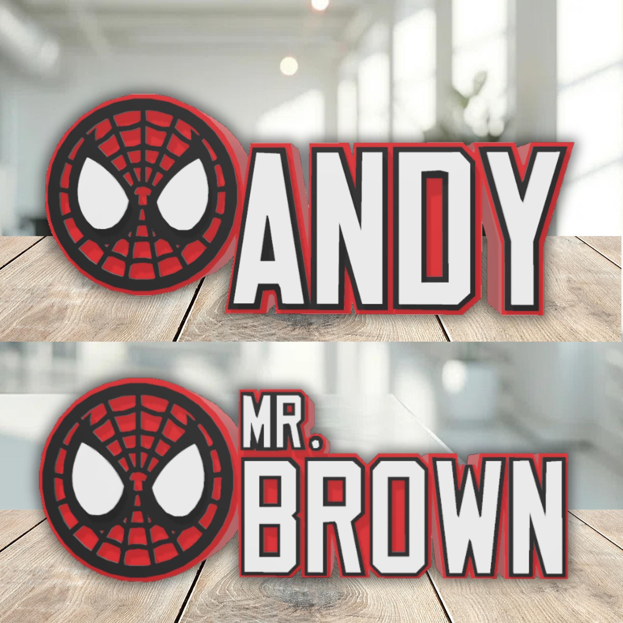 Spiderman Desk Name Plate, Custom Office Decor, Teacher Classroom, New Job Gift, Custom Office Decor, Teacher Classroom, Standing Desk Name