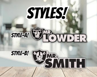 Personalized Las Vegas Football Desk Name Plate, Teacher Name Plaque, Boss Lady Gift, Teacher Name Stand, Boss Coworkers Gift