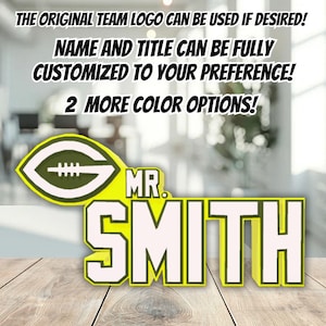 Personalized Green Bay Football Desk Name Plate, Desk Nameplate, Professional Gift for Boss, Unique Office Decor, Custom Name Gift.