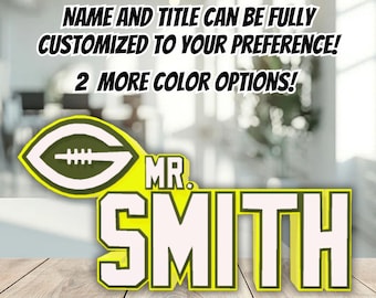 Personalized Green Bay Football Desk Name Plate, Coworker Gift, Teacher Name Plaque, Unique Office Decor, Gift for Boss, Custom Name Gift