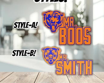 Personalized Chicago Football Desk Name Plate, Desktop Name Stand, Teacher Classroom Plaque, Custom Desk Sign, Teacher Nameplate