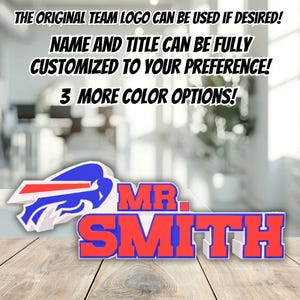 Personalized Buffalo Football Desk Name Plate, Teacher Name Stand, Office Gifts for Boss Coworkers, Custom Desk Name Sign, Custom Nameplate.