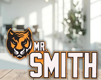 Personalized Cincinnati Football Desk Name Plate, Desk Plaque, Teacher Appreciation Gift, Desk Name Sign, Custom Name Plate, Desk Name Plate