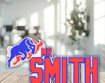 Personalized Houston Football Desk Name Plate, Unique Office Decoration, Boss Desk Nameplate, Teacher Name Stand, Unique Teacher Gift