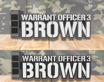 ARMY Warrant Officer 3 Desk Name Plate, CW3 Desk Plaque, CW3 Desk Name Plate, Army Warrant Officer, army family gifts, army gift ideas
