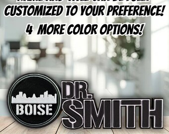 Personalized Boise Skyline Desk Name Plate, Desk Plaque, Office Decor Sign