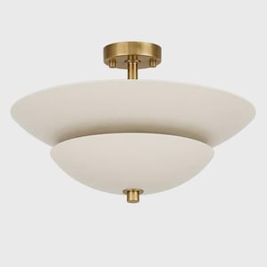 Handgjord infälld taklampa, ljuskrona med vit skärm, minimalistisk kupolformad armatur