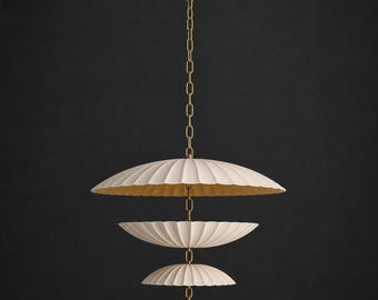 Scalloped Tiered Pendant Light, Modern Handmade Ceiling Light, Dining Room Lighting