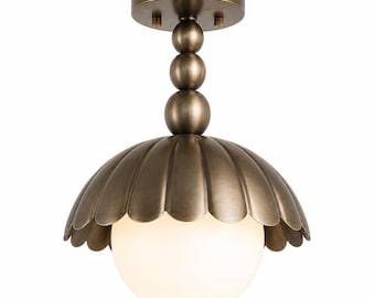 Handmade Vintage Brass Semi Flush Mount Ceiling Light