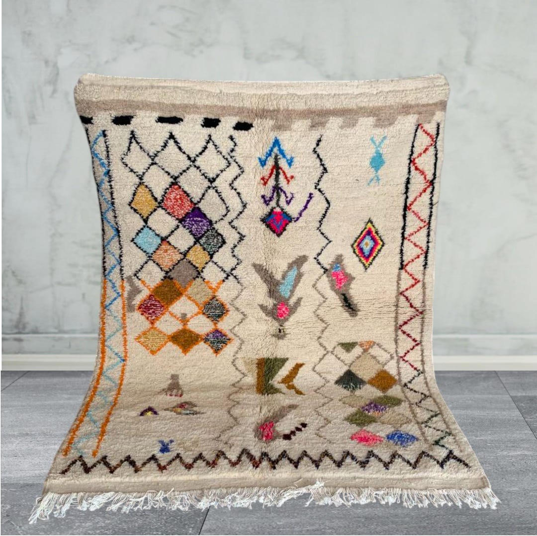 Hatchlu Rug Handwoven Berber Wool Rug: Colorful Moroccan Tribal Design - Etsy