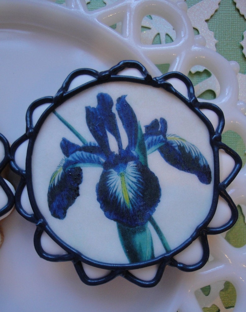 Vintage Botanical Blue Iris Edible Image Wafer Papers Etsy