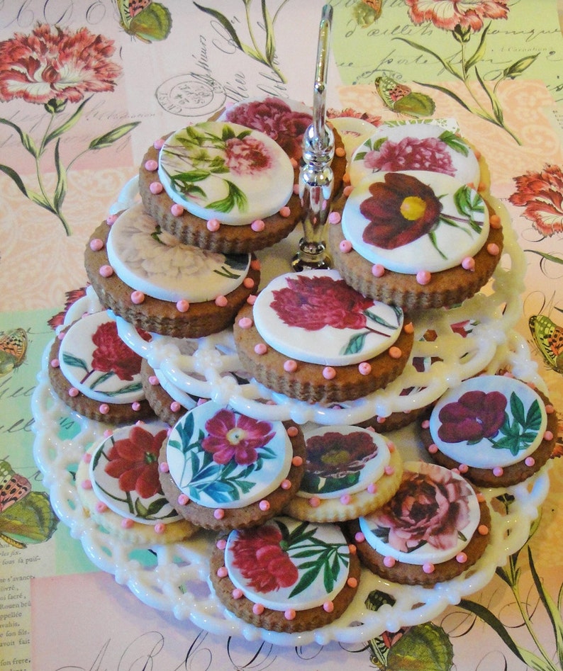 Edible Image Peony Flower Wafer Papers for Your Cookies Etsy