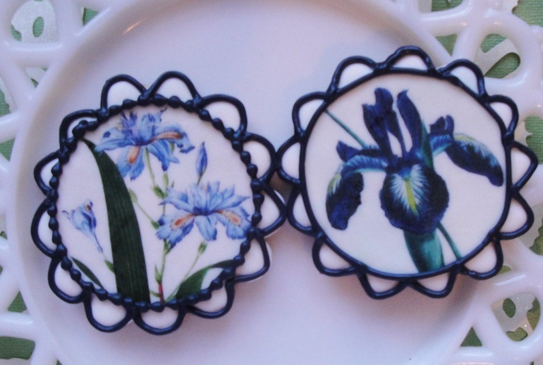 Vintage Botanical Blue Iris Edible Image Wafer Papers Etsy