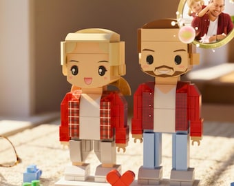 Aangepaste steenfiguren: Valentijnsdag, Vaderdagcadeau, gepersonaliseerde bouwsteenmensen