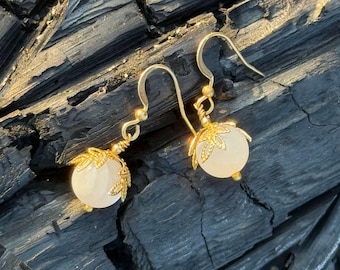 Pendientes de piedra lunar - Pendientes de amatista - Pendientes de cuarzo rosa - Pendientes de piedras preciosas, chapados en oro, acero inoxidable, joyería boho, regalo para ella