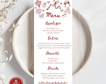 That’s Amore Party Menu Template, Editable Canva Menu, Italian Theme Dinner Party, Printable Pasta Night Menu, Romantic Party Decor