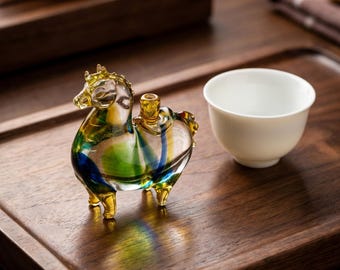 Beeldje paardenwierookhouder, decor in kunstglasstijl, zen-meditatiecadeau voor theesalon of huisaltaar, rustig minimalistisch interieur, theesalon