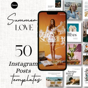 Moderne zomerse Instagram-sjablonen bewerkbare berichten en verhalen voor reizen, lifestyle-inhoud bewerkbaar in Canva
