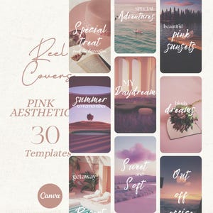 30 Instagram Reel Covers Templates | Canva Editable Aesthetic Pink Highlight Icons for Influencers, Coaches, Businesses & Creators | Digital