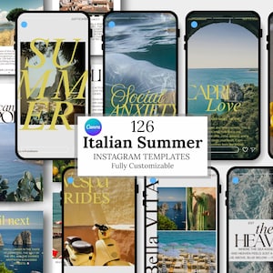 Italian Templates: Travelling Social Media Canva, Editable Itinerary Template Branding Kit Instagram