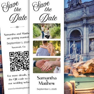 Minimalist Photo Strip Save the Date Template | Canva Editable Wedding Announcement | Elegant Printable Save the Date Card