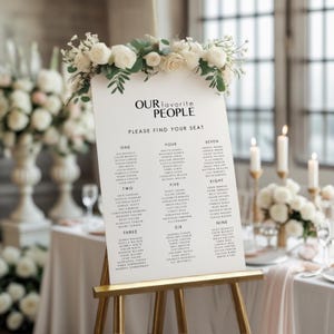 Plano de asientos para boda moderno / Plano de asientos para boda minimalista / Plantilla de plano de asientos imprimible / Fácilmente editable con Templett