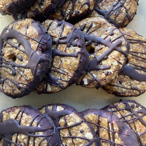 SAMOA COOKIES - Raw Vegan - Gluten Free - Coconut Cookies - No Bake - No Refined Sugar - Minimal Ingredients - Delicious Treat!