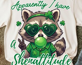 Lustiger Waschbär St Patricks Day PNG, Shenattitude Design (digitaler Download)