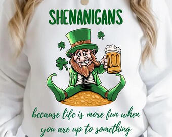 Shenanigans Shamrock PNG, lustiges irisches St Patricks Day Design (digitaler Download)