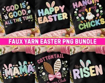 Kunststoffgarn Ostern PNG Bündel: Hasen & Hasen Designs (Digitaler Download)