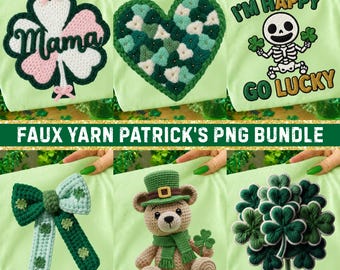 St patricks Day PNG Bundle, häkeln, Kleeblatt Designs (digitaler Download)