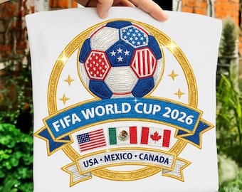 Mistrzostwa Świata 2026 PNG | Projekt koszulki piłkarskiej Mistrzostw Świata 2026 | Flaga USA, Kanady i Meksyku Png | Uniseksowe trendy piłkarskie Png | Prezent dla kibica piłki nożnej