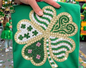 Strass Kleeblatt PNG, St Patrick's Day Klee, Lucky Irish Sublimation (Digitaler Download)