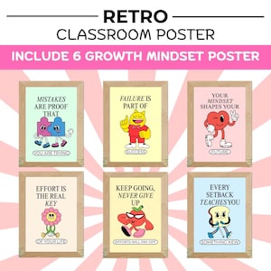 Growth Mindset Classroom Posters Mega Bundle Retro Wall Art Bundle Teacher Supplies School Printables Dopamine Decor Instant Download