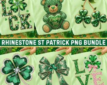 St Patrick's Day PNG Bundle: Kleeblatt, Schleife, Bär (Digitaler Download)