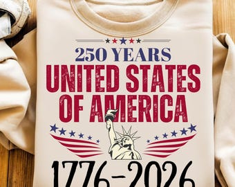 USA 250th Anniversary PNG, 1776-2026, America 250 Emblem, Semiquincentennial, 4th of July PNG, Patriotic Sublimation, American 250 Year Png