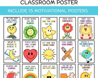 Retro Classroom Motivational Posters – 15 Uplifting Prints (Digital Download)